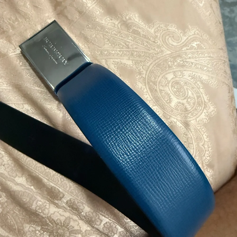 Burberry Blue and Silver Leather Belt - Picture 4 of 8